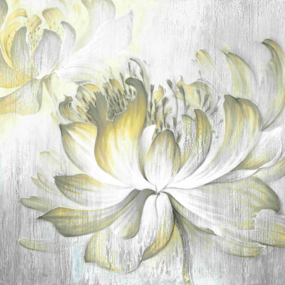 Motif floral rustique jaune et gris