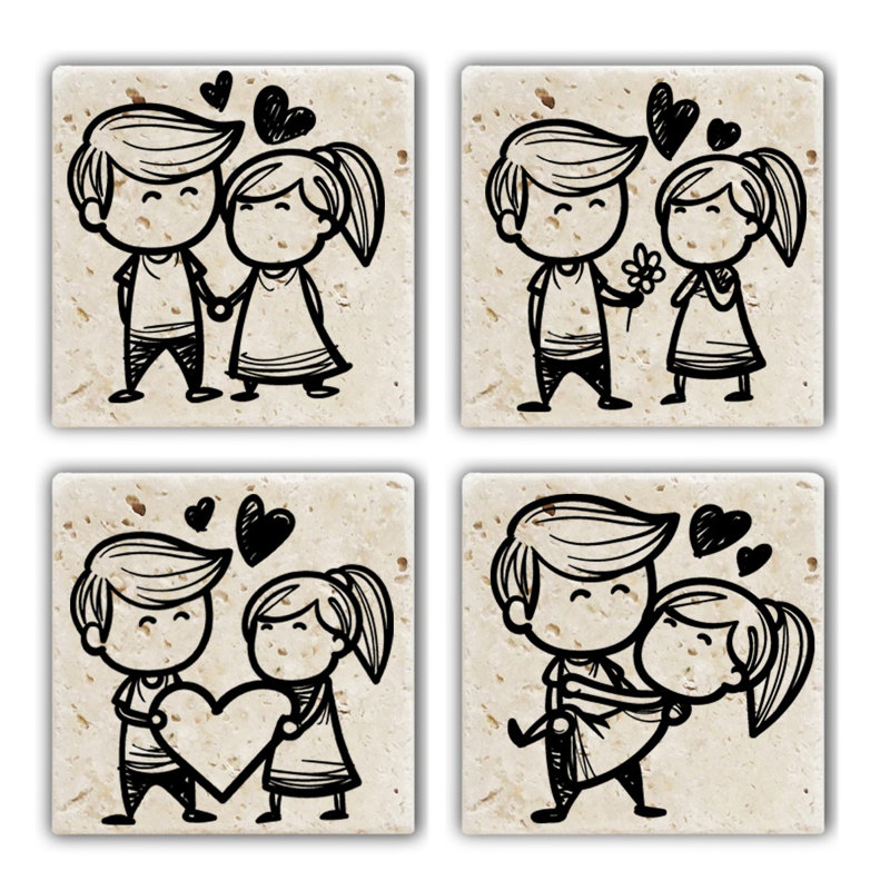 Stoneware Square 4 Piece Coaster Set
