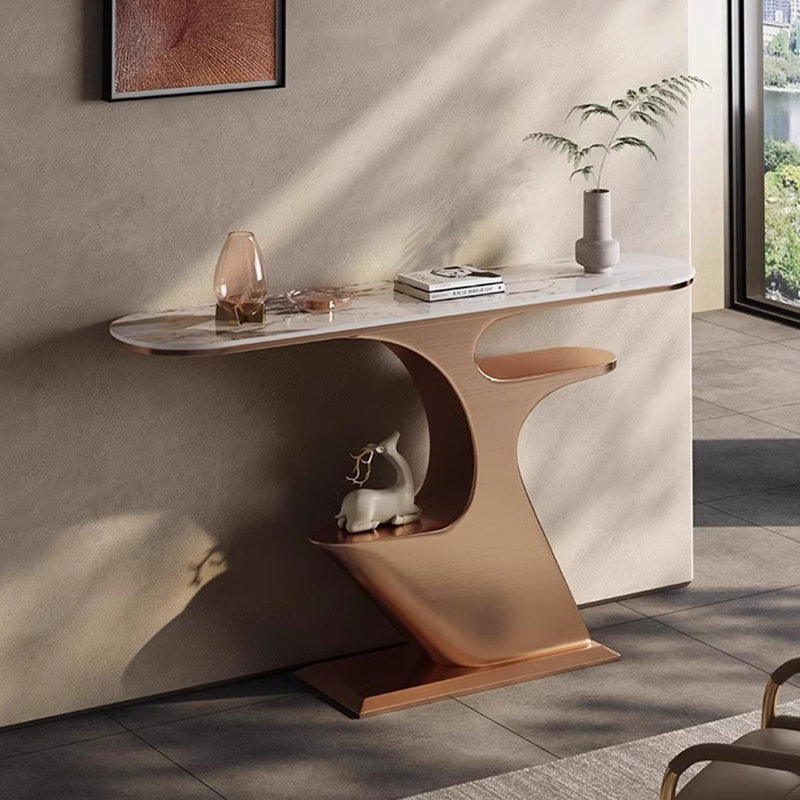 Light luxury creative console table, Rose Gold, 33.5" H x 59" W x 13.8" D