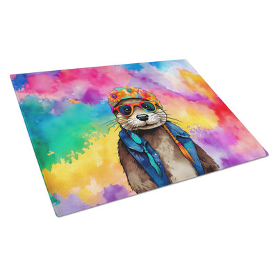 Hippie Animal Otter Glass Cutting Board