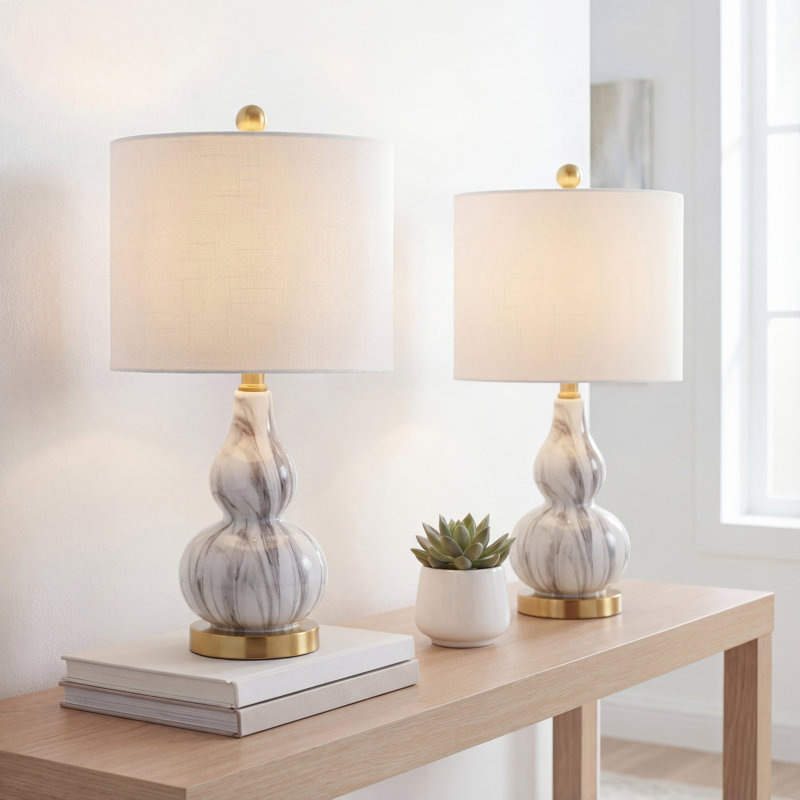 Aenwood Glass Table Lamp, White