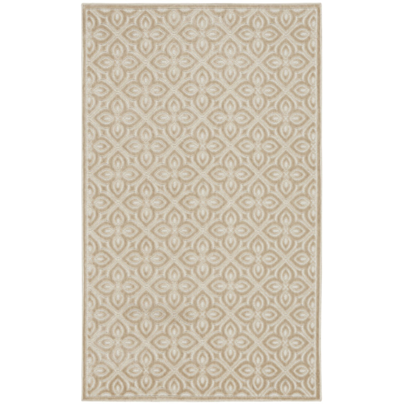 Nourison Washable Charm 3' x 5' Beige Ivory Contemporary Indoor Rug, Rectangle 3' x 5'