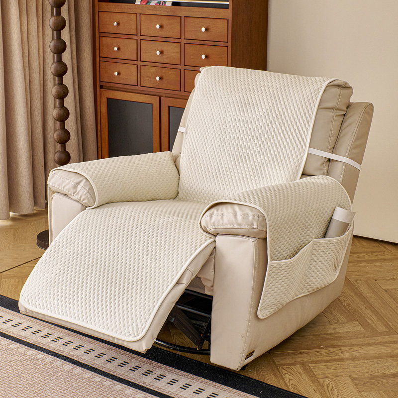 Housse de canapé inclinable antidérapante en peluche à poils courts avec poches de rangement pour fauteuils inclinables 1, 2 et 3 places