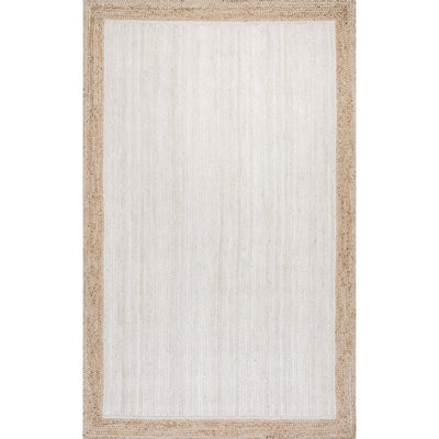 Palermo Casual Bordered Power Loom Jute Off White Rug