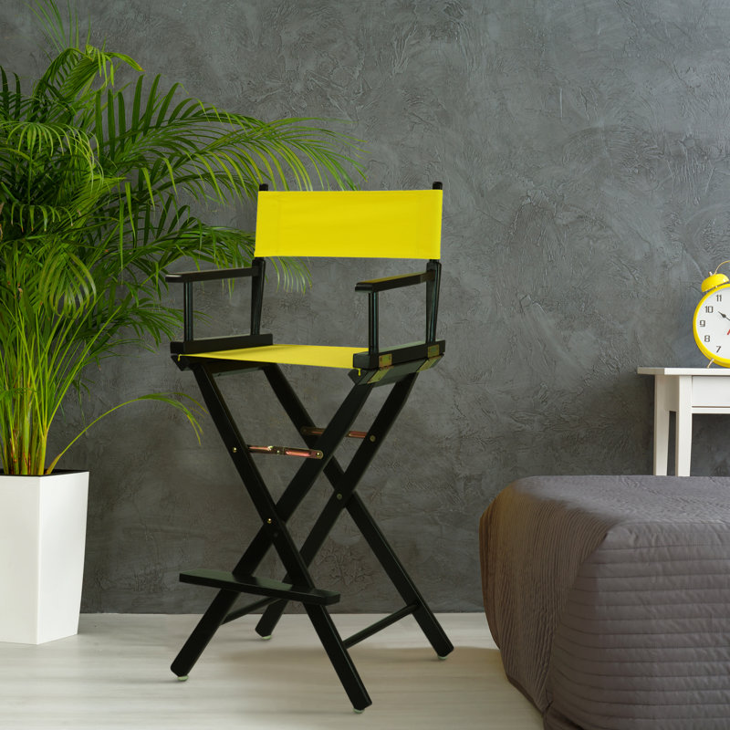 Chaise de réalisateur pliante de 30 po avec toile, Jaune, Noir