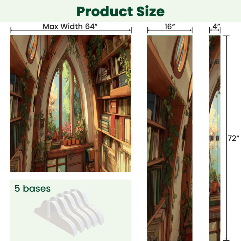 Cloison pliante 4 panneaux à cloisons Royal Treehouse, 4, 71" H x 64" W x 1" D