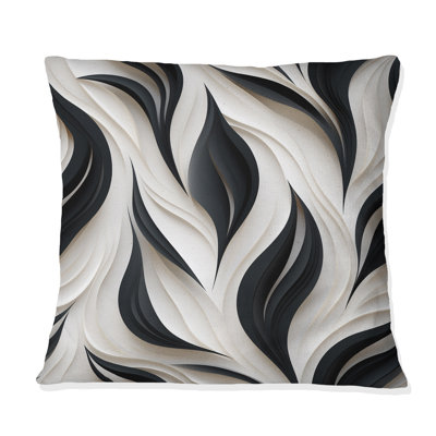 Blanc et noir Minimalist Elegance I - Coussin décoratif à rayures