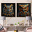 Hibou Expressionist Gaze - Ensemble de 2 animaux chouettes carrés-1832327334-1832327333