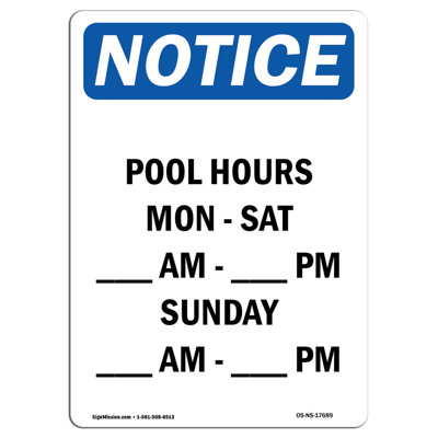 «Pool Hours Lun - Sat Am»