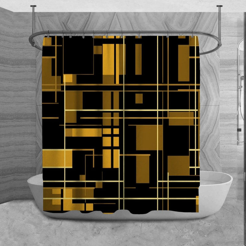 Rideau de douche à motif géométrique Ruthild, H 84 po x l 70 po