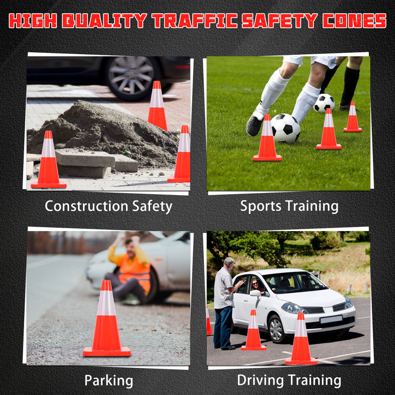 18" Traffic Cones, Safety Road Parking Cone (Set Of 6)