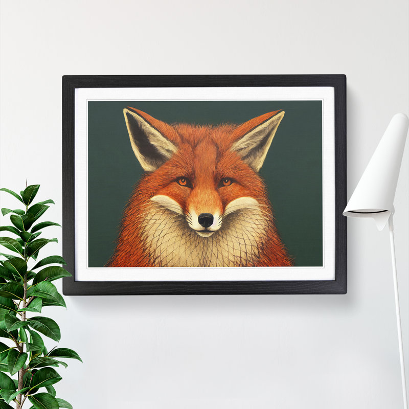 Hopeful Fox - Single Picture Frame Print, Black, 46cm H x 64cm W x 2cm D