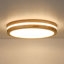 Minimalist Dimmable LED Wood-Grain Metal Round Flush Mount Ceiling Light