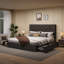 Lit plateforme tapissier avec rangement et grand lit avec tête de lit en tissu d'ameublement Kevyon-2052952991-2052952988