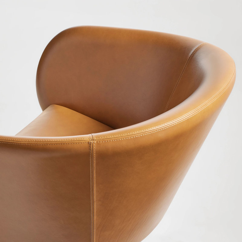 Close Encounter Swivel Barrel Chair, Canyon Genuine Leather