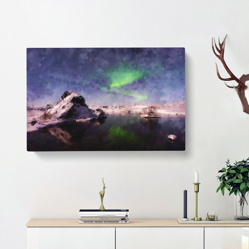 Northern Lights Aurora Borealis - Wrapped Canvas, 30cm H x 45cm W x 4cm D