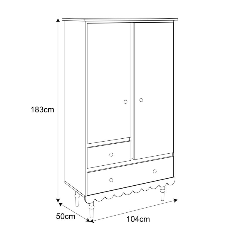 Gunnulf 2 Door Solid + Manufactured Wood Wardrobe, Olive
