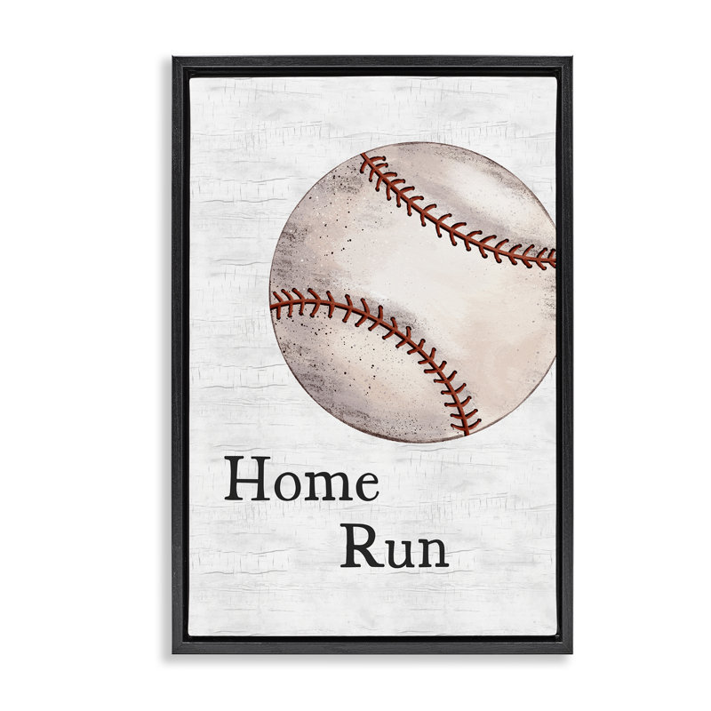 Toile flottante Home Run Baseball par JJ Design House LLC, H 25 po x l 17 po, Cadre flottant noir de jais