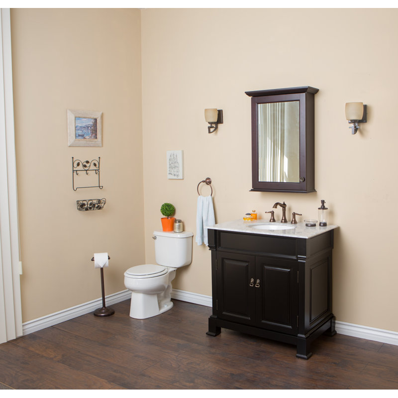 Lozada 36'' Single Bathroom Vanity with Marble Top, Espresso