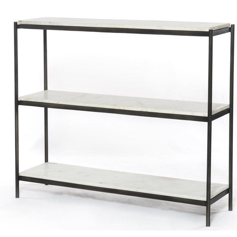 Felix 36'' W Marble Console Table, Hammered Gray