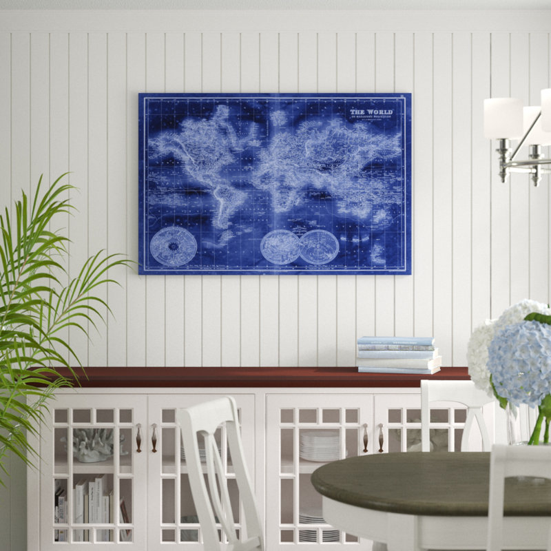 «Indigo World Map», impression sur toile, H 32 po x l 48 po