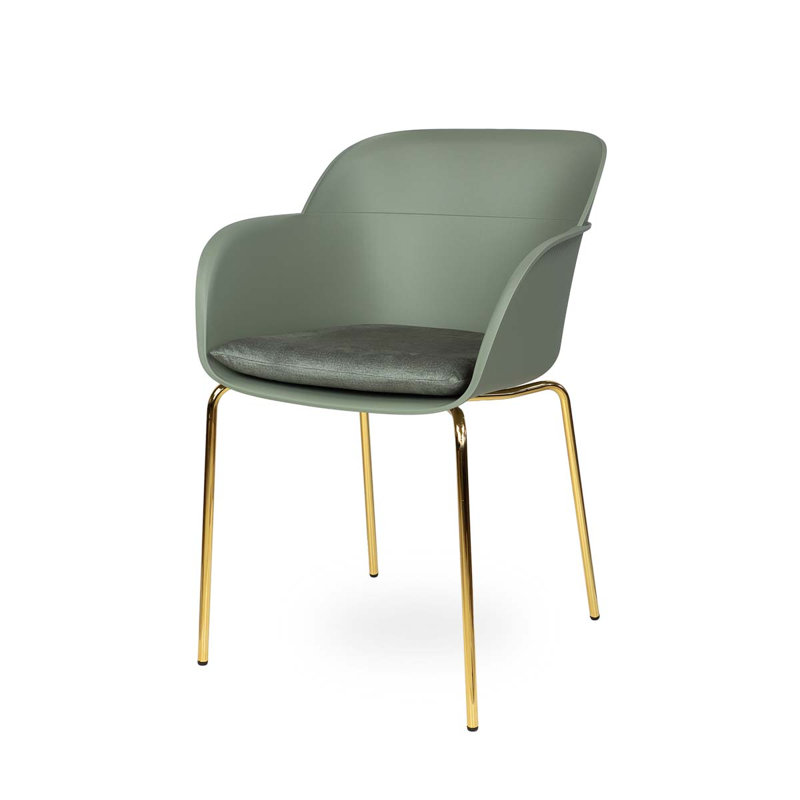 Liara 45cm H Armchair, Gold, Cement Grey