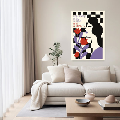 Art Deco Femininity Quote Elegant Modern Tulip Portrait Flower Wall Art Print by Patryk Krygowski - Wrapped Canvas Print