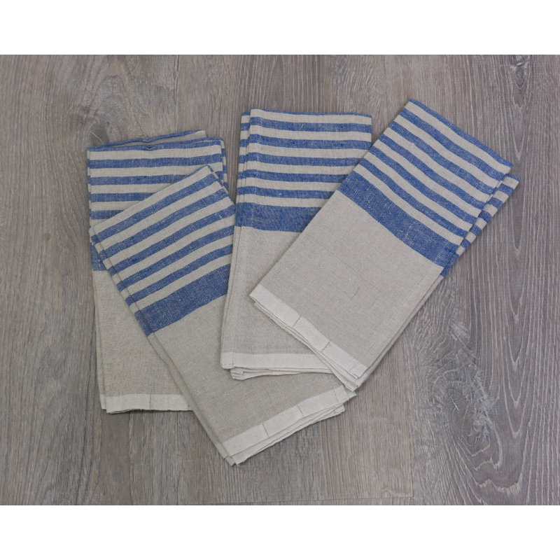 Brittany Square Napkin, Natural/Blue