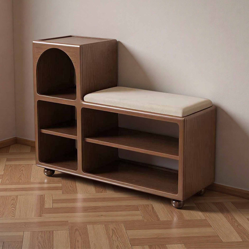 9 Pair Shoe Storage Bench, 23.62" H x 31.5" W x 11.81" D, Brown