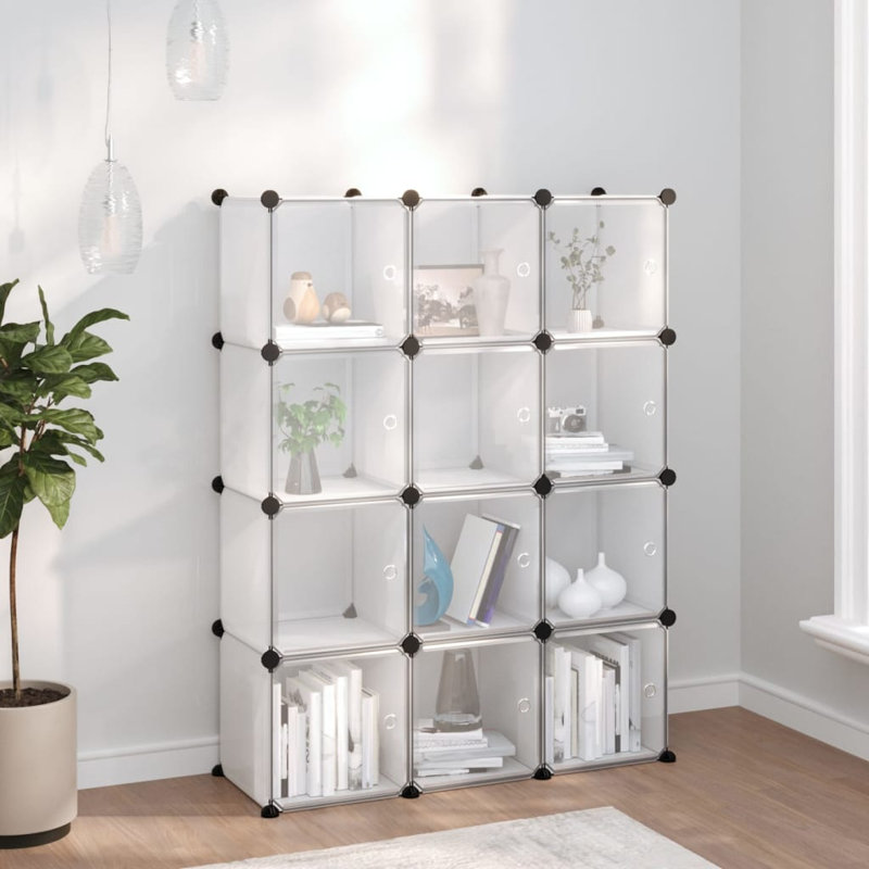 12 Pair Shoe Storage Box, 123.5cm H x 94cm W x 31.5cm D, Clear