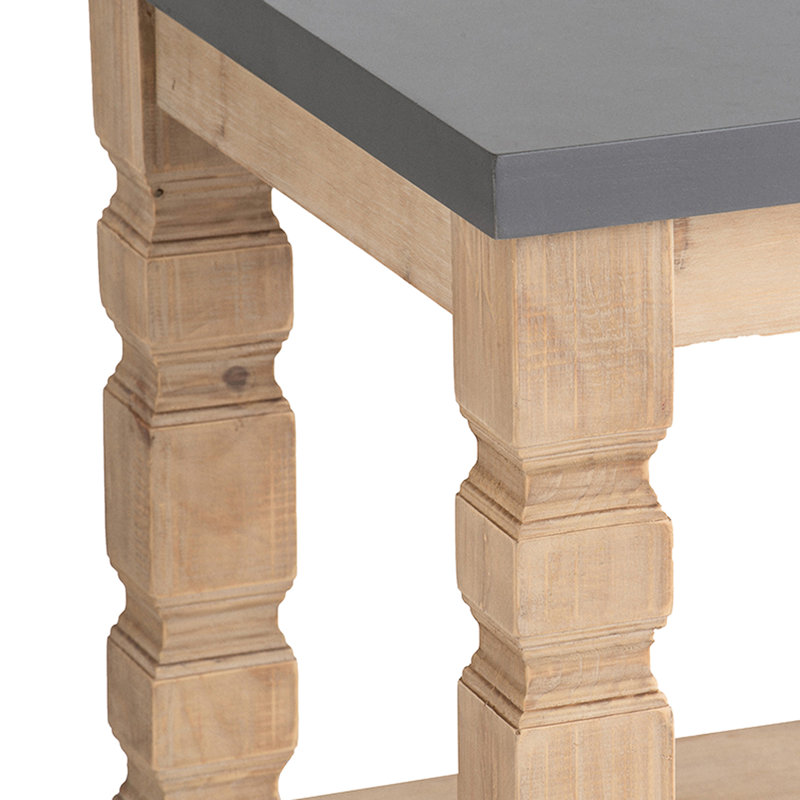 Square Side Table In Concrete And Wood Style, 23.8X23.8X24", Modern Home Accessory Rustic Contemporary Table, & Wooden, Stylish Addition