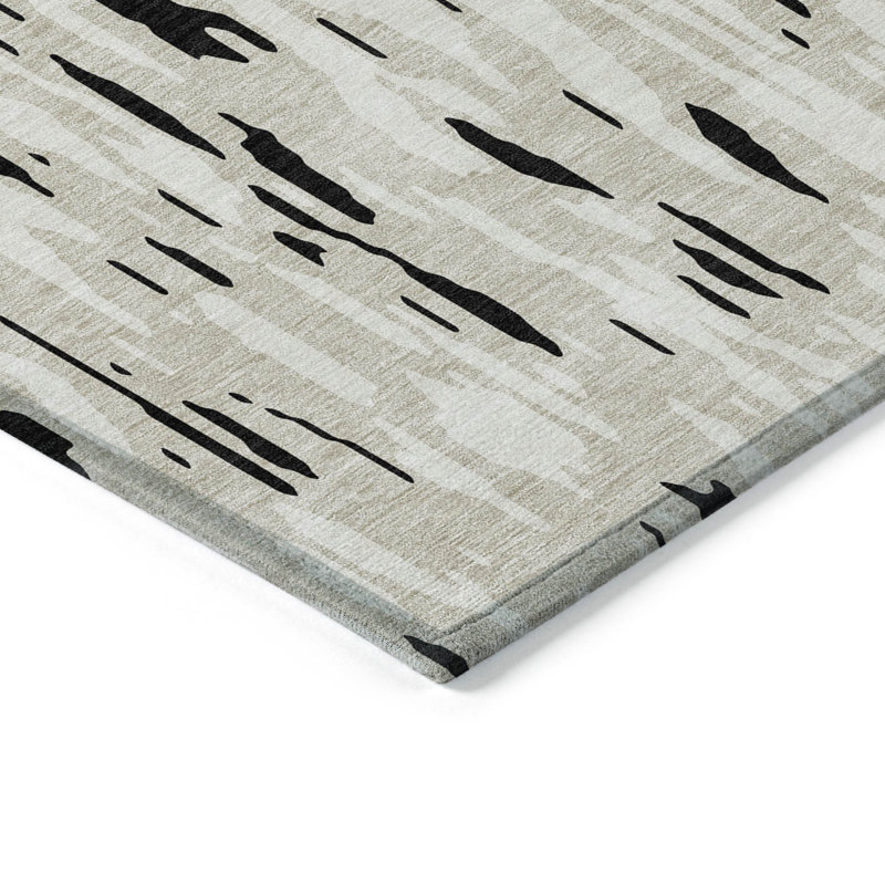 Tapis rond noir et ivoire 8 po
