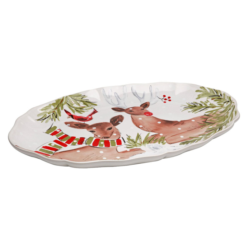 Deer Friends Stoneware Platter