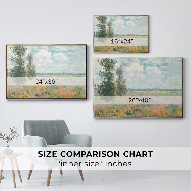 Paysage rétro -XCII, H 27 po x l 41 po x P 2 po, Toile avec cadre doré