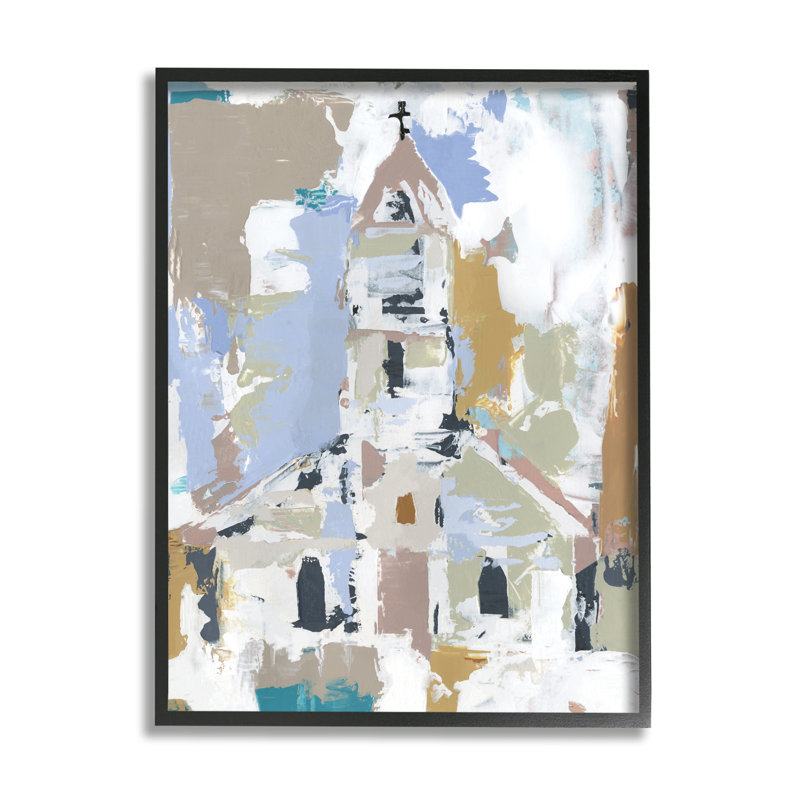 Church Church Abstraction, détail rétro vieilli, H 14 po x l 11 po, Giclée encadrée noir minuit