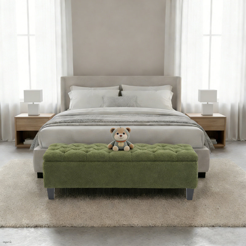Banc de rangement avec repose-pieds Boucle, Vert
