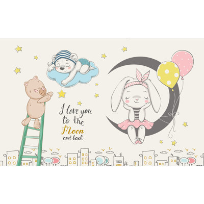 Cute Animal Rabbit Wall Mural Kids Wallpaper