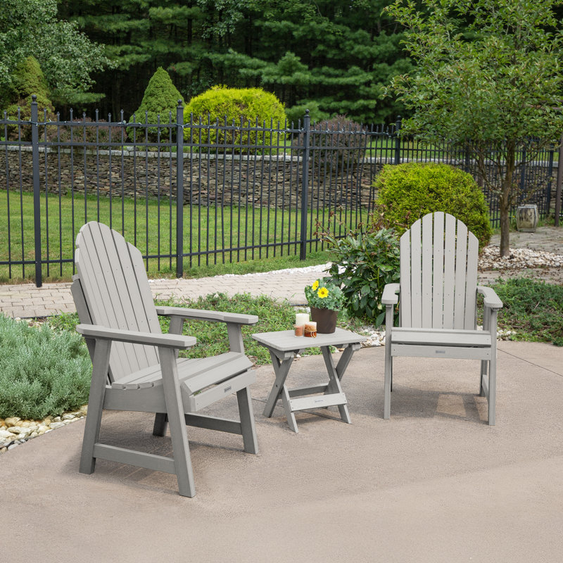 Anette Plastic Adirondack Chair with Table, Harbor Gray