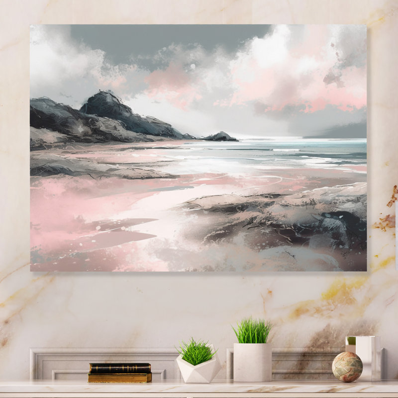 «Pink Coastal Waves I», reproduction sur métal, H 24 po x l 32 po x P 1 po