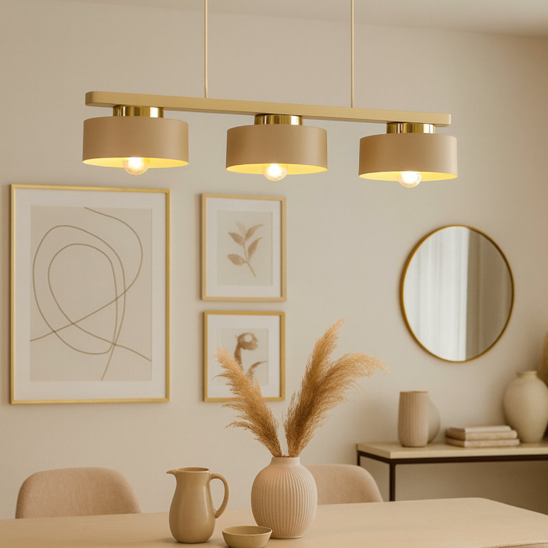 3 - Light Drum Pendant, Beige