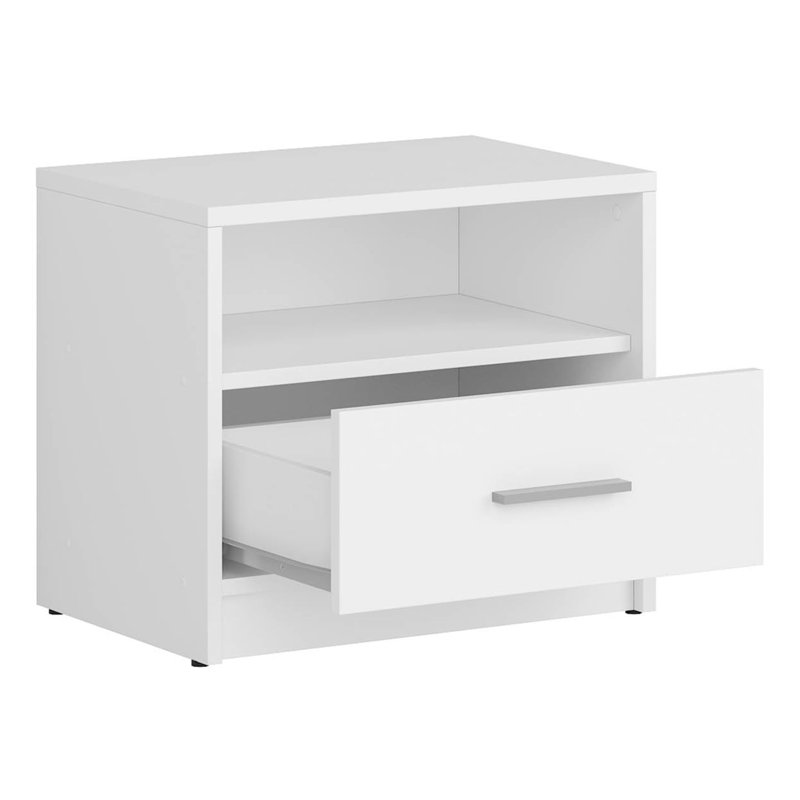 50cm W Composite Bedside Table, White