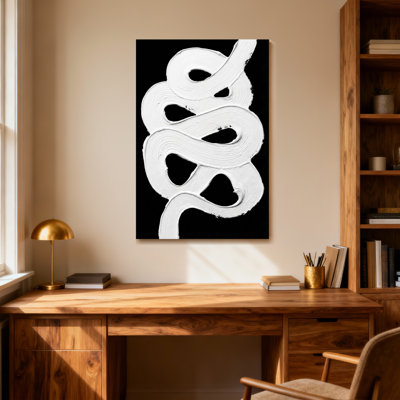 Mode en spirale abstraite blanche sur fond noir