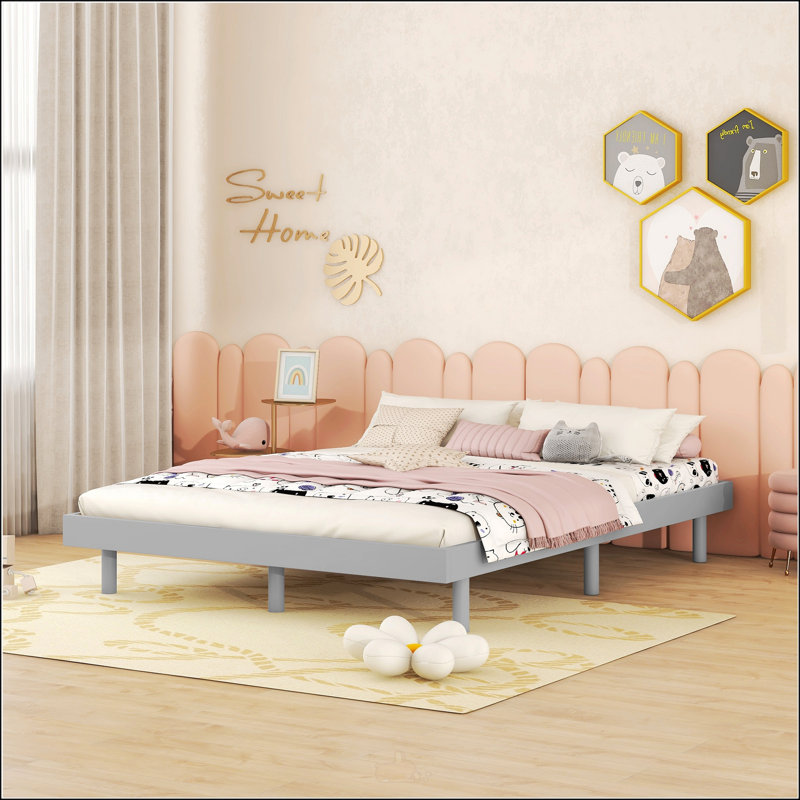 Modern Design Full Floating Platform Bed Frame, Full, Gray