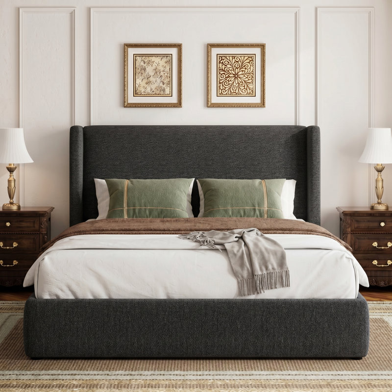 Lit plateforme Chenille, Black, King