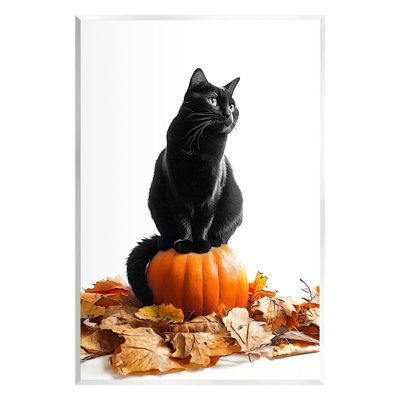 Az-646-Wood " Black Cat And Pumpkin " by Annalisa Latella