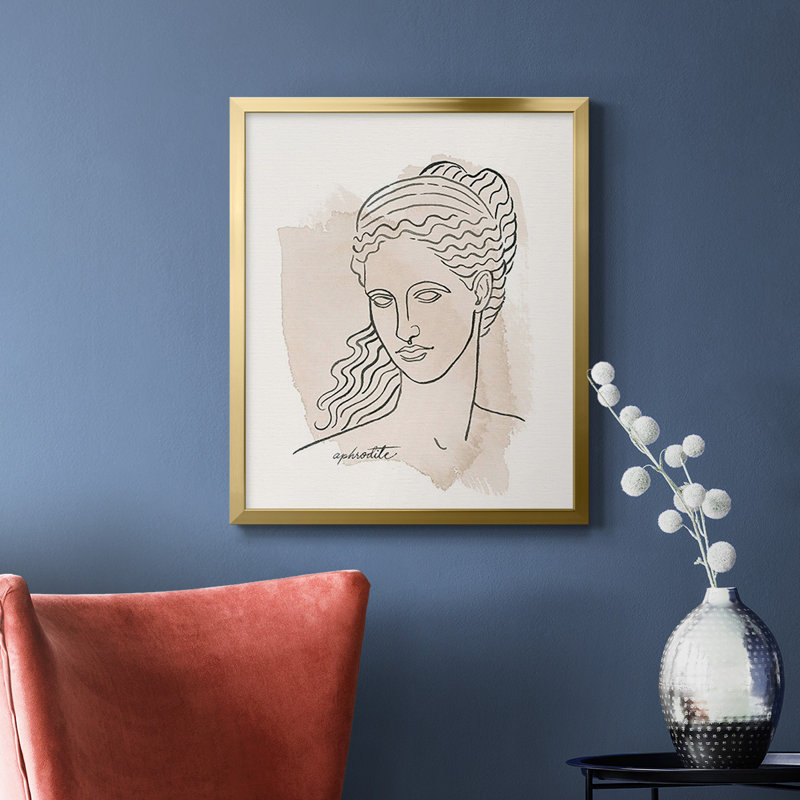 Bustes grecques V, toile encadrée de qualité supérieure - prête à être accrochée, Or, H 20 po x l 16 po