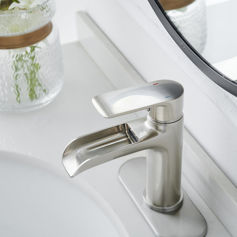 Robinet de salle de bains monotrou avec ensemble de drainage, Nickel brossé