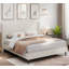 King Size High Headboard Upholstered Bed - Beige Chenille Cloth, 12-Slat Support, No Box Spring Needed​-138939143