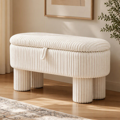 Pouf de rangement moderne en velours côtelé avec compartiment caché