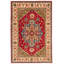 Tapis unique en laine noué à la main 6 pi 7 po x 9 pi 11 po nouvel âge Ollen en rouge foncé / jaune / bleu